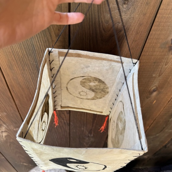 HANDMADE YIN-YANG LOKTA PAPER LANTERN - Picture 2 of 2